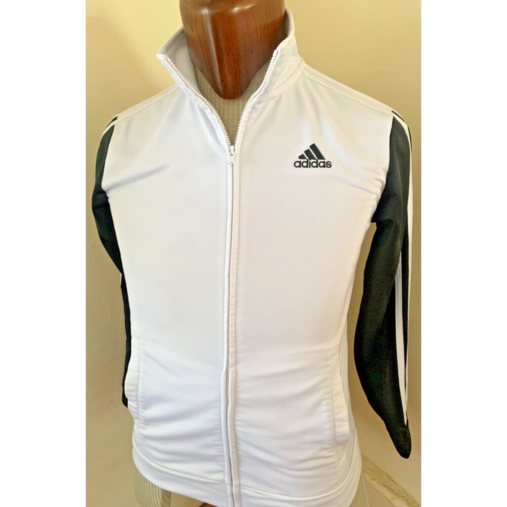 Adidas Women’s Track Jacket 3 Stripe Black/White Full Zip Size L/G  14/16